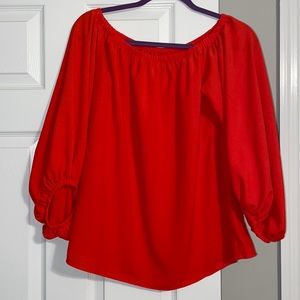 Red off the shoulder blouse